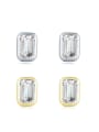 thumb 925 Sterling Silver Cubic Zirconia Rectangle Minimalist Stud Earring 0