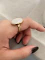 thumb 925 Sterling Silver Shell Oval Minimalist Band Ring 3