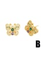 thumb Brass Cubic Zirconia Flower Minimalist Stud Earring 4