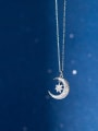 thumb 925 Sterling Silver  Minimalist Moon Pendant Necklace 2