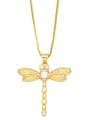 thumb Brass Cubic Zirconia Dragonfly Vintage Necklace 2