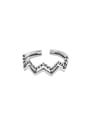 thumb 925 Sterling Silver Bead  Retro wave double layer Stackable Ring 0