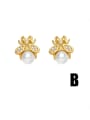 thumb Brass Imitation Pearl Bowknot  Moon Cute Stud Earring 3