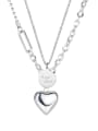 thumb Titanium Steel Smooth Heart Vintage Long Strand Necklace 4
