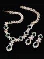 thumb Brass Cubic Zirconia  Luxury Water Drop Earring and Necklace Set 3