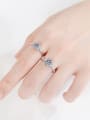 thumb Sterling Silver Moissanite Crown Dainty Solitaire Engagement Rings 1