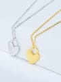 thumb 925 Sterling Silver Minimalist  Smooth Heart  Pendant Necklace 3