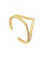 thumb Brass Cubic Zirconia Minimalist  V Shape Double Layer Band Ring 0