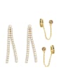 thumb Brass Cubic Zirconia Tassel Vintage Drop Earring 0