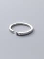 thumb 925 Sterling Silver Glass Stone Geometric Minimalist Band Ring 2