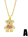 thumb Brass Cubic Zirconia Bear Vintage Bear  Tiger Pendant Necklace 1