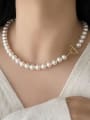 thumb 925 Sterling Silver Imitation Pearl Geometric Vintage Beaded Necklace 2