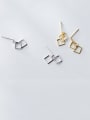 thumb 925 Sterling Silver Hollow Square Minimalist Drop Earring 0