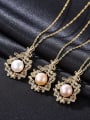 thumb 925 Sterling Silver Freshwater Pearl Zircon flower pendant Necklace 2