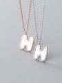 thumb 925 Sterling Silver  Minimalist  Shells Letter H pendant Necklace 0