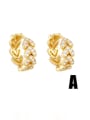 thumb Brass Cubic Zirconia Geometric Vintage Huggie Earring 2