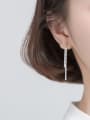 thumb 925 Sterling Silver Cubic Zirconia Tassel Minimalist Threader Earring 1