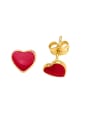 thumb Brass Enamel Heart Minimalist Stud Earring 3