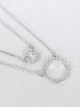 thumb 925 Sterling Silver Cubic Zirconia Geometric Dainty Multi Strand Necklace 3