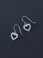 thumb 925 Sterling Silver Cubic Zirconia Heart Dainty Hook Earring 0