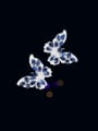 thumb Brass Cubic Zirconia Butterfly Luxury Cluster Earring 3