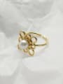 thumb 925 Sterling Silver Imitation Pearl Hollow  Flower Minimalist Free Size Band Ring 4