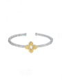 thumb 925 Sterling Silver Clover Vintage Cuff Bangle 0