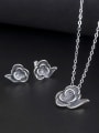 thumb 925 Sterling Silver Vintage Flower Earring and Pendant Set 1