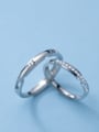 thumb 925 Sterling Silver Rhinestone Geometric Minimalist Couple Ring 1