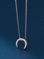 thumb 925 Sterling Silver Cubic Zirconia Moon Minimalist Necklace 3