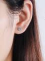 thumb Sterling Silver Moissanite Round Dainty Stud Earring 1
