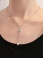 thumb 925 Sterling Silver Tassel Minimalist Smooth Heart  Lariat Necklace 3