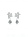 thumb 925 Sterling Silver Moissanite Water Drop Dainty Cluster Earring 2