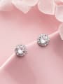 thumb 925 Sterling Silver Cubic Zirconia Round Dainty Stud Earring 2