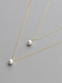thumb 925 Sterling Silver Imitation Pearl Round  Ball Minimalist Necklace 2