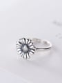 thumb 925 Sterling Silver Flower Vintage Free Size Band Ring 1
