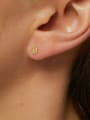thumb Brass Rhinestone Hexagon Minimalist Stud Earring 1