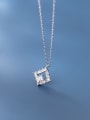 thumb 925 Sterling Silver Cubic Zirconia Square Minimalist Necklace 0