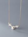 thumb 925 Sterling Silver Imitation Pearl Deer Minimalist Necklace 2