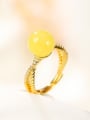 thumb 925 Sterling Silver Amber Round Vintage Band Ring 1