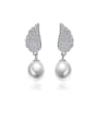 thumb 925 Sterling Silver Freshwater Pearl  Wing Trend Drop Earring 0