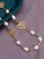 thumb Brass Freshwater Pearl Hollow Heart Vintage Necklace 3