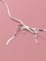 thumb 925 Sterling Silver Bowknot Minimalist Snake Bone Chain Necklace 3
