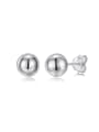 thumb 925 Sterling Silver Smooth Round  Ball Minimalist Stud Earring 3