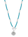 thumb 925 Sterling Silver Natural Stone Geometric Vintage Beaded Necklace 3