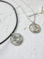 thumb 925 Sterling Silver retro head Coin Pendant Necklace 2