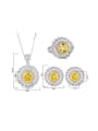 thumb Brass Cubic Zirconia Luxury Geometric Earring Ring and Necklace Set 2