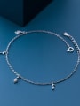 thumb 925 Sterling Silver  Minimalist Diamond, musical note, anklet 2