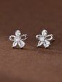 thumb 925 Sterling Silver Cubic Zirconia Flower Dainty Stud Earring 0