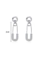 thumb 925 Sterling Silver Cubic Zirconia Geometric Minimalist Pin Drop Earring 2